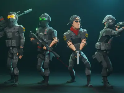 Low Poly Army Pack Low-poly 3D model