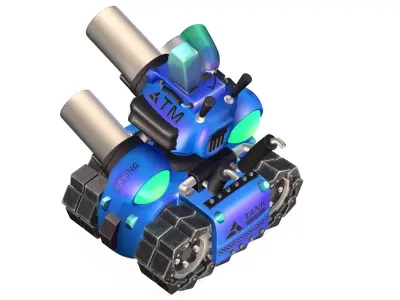 cartoon blue  Advanced Tank Low-poly 3D model
