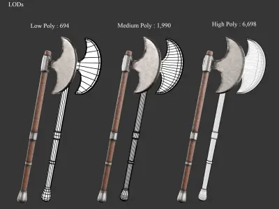 Medieval Collection Weapons Axes 3D Model Pack