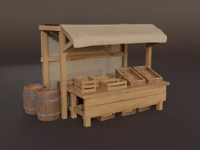 Medieval Market Set  Low-poly 3D model