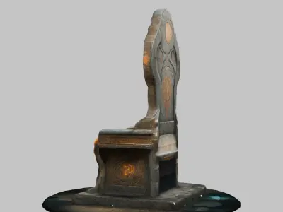 Fantasy Ancient Throne 3D Model Low-poly 3D model