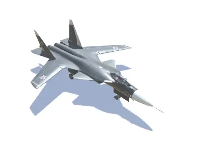 SU-47 Firkin Jet Fighter Aircraft Low-poly 3D model