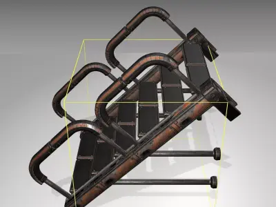 Futuristic Stairs - 25 - Rusty Textures Low-poly 3D model