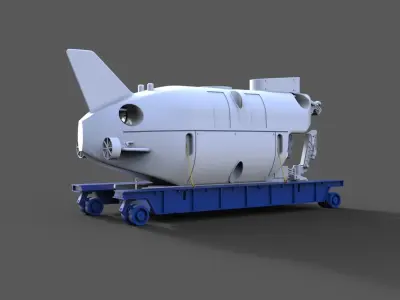 Research submarine with transport trolley 3D print model
