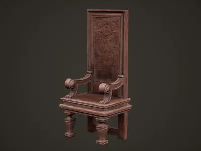 Christian Bishop armchair Low-poly 3D model