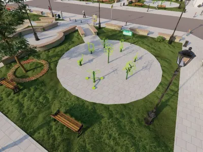 public park-Private Park Landscape 3D model 14