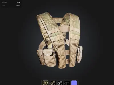 military  vest game ready UE5 PBR Low-poly 3D model