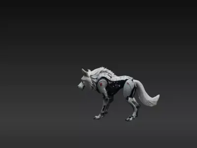 Cybernetic Wolf  Sci Fi Creature Low-poly 3D model