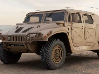 Military Vehicle Humvee HMMWV Concept Coyote Color 3D model