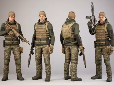 Casual Soldier 28 Low-poly 3D model