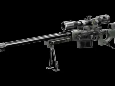  Low Poly AW50 Snipe Rifle Low-poly 3D model
