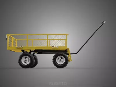 MESH BED STEEL GARDEN CART FOLDING UTILITY WAGON REMOVABLE SIDES 3D model