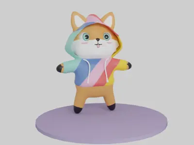 Cute Fox Cartoon Character 3d Model Low-poly 3D model