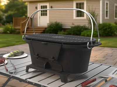 Carolina Cooker Cast Iron Charcoal Grill Black 3D model