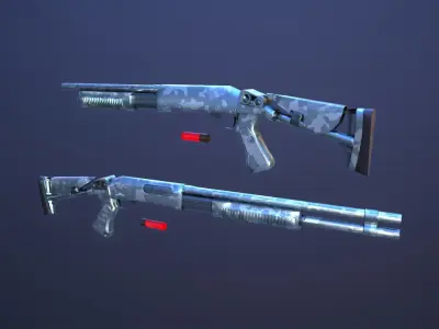 CM353 Shotgun Game Ready 5 Textures Low-poly 3D model Low-poly 3D model