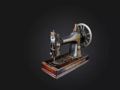 Antique Sewing Machine Low-poly 3D model