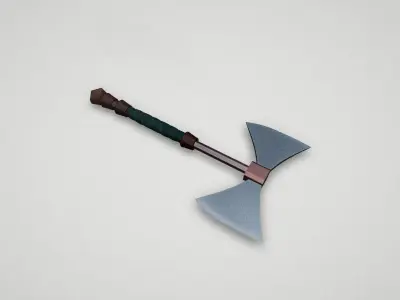 Game asset Silver Double-Headed Axe 3D model