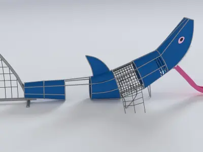 Childrens playground shark 3d model Low-poly 3D model