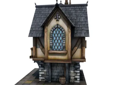Medieval Building 02 Merchant House Low-poly 3D model