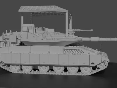 Merkava mark IV with Anti-Drone cage 3D print model
