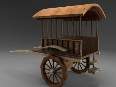 Medieval Wooden Horse Cart 3D model