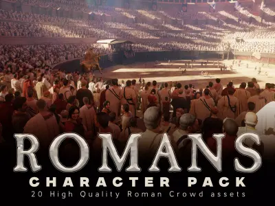 Roman Citizen Crowd Historic Modular Character Asset Pack 3D model