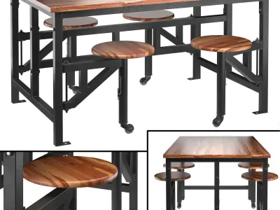 Tables With Attached Seating 3D Model Pack
