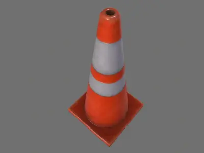 Road Cone Low-poly 3D model 2