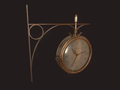 Antique Railway Station Clock Low-poly 3D model
