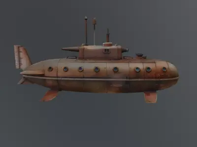 rusty submarine 3D model