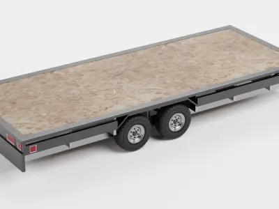 Utility Trailer V3 - Tiny House Base Low-poly 3D model