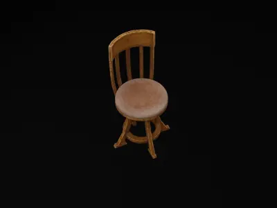 Wooden Chair Low-poly 3D model 18