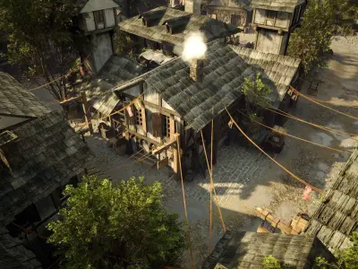 Game ready Medieval Village Low-poly 3D model