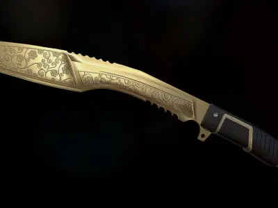 Golden Kukri Low-poly 3D model