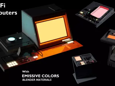 4 Sci-Fi Computers - Control Panels Pack 3D model