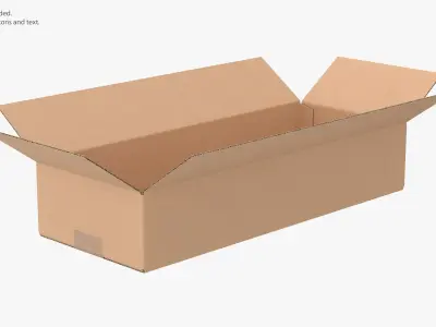 Cardboard Box 50x20x10 Half Open 3D model