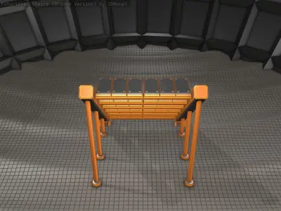 Sci-Fi Stairs - 16 - Orange Version Low-poly 3D model