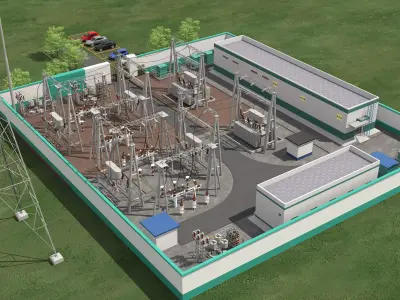 Electrical power substation-power station 3D model buy