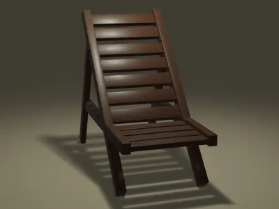 Wooden Lounge Chair Low-poly 3D model purchase