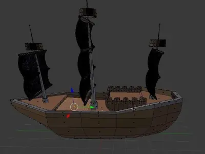 Pirate Ship Low-poly 3D model 2