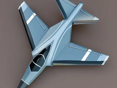 Lowpoly textured jet Low-poly 3D model