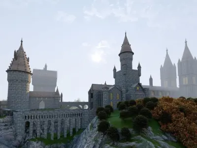 hogwarts 3d model castle in minecraft 3D model