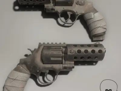 Revolver Old and Dirt Low-poly 3D model