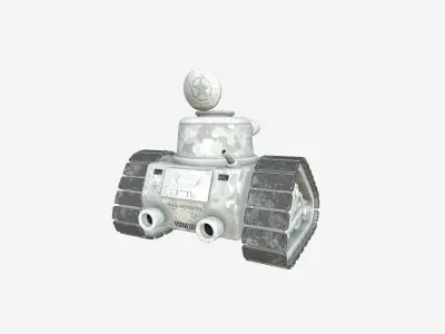War Tank Cartoon A07 Snow Camouflage - Military Vehicle Low-poly 3D model