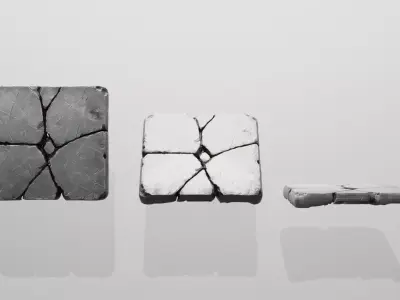 Panel06 Small Broken Tile Variation LowPoly LOD Low-poly 3D model