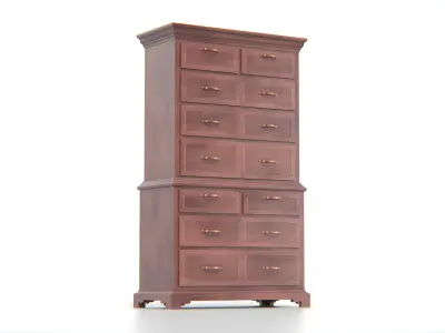 Antique Wooden Chest of Drawers 03 Low-poly 3D model