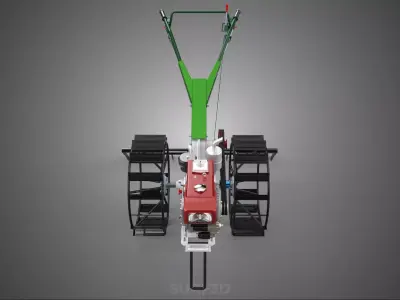 COMPACT HAND WALKING TRACTOR RAKING RAKE FIELD PADDY IMPLEMENT 3D model