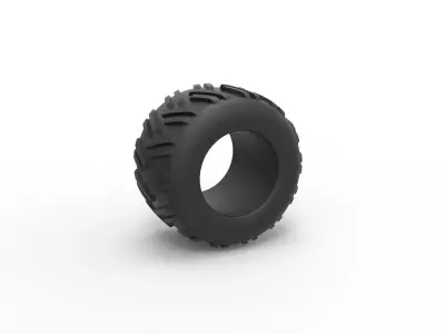 Old school pulling truck tire 3 Scale 1 to 25 3D print model