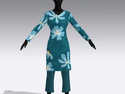 Female Cloth Dress Low-poly 3D model