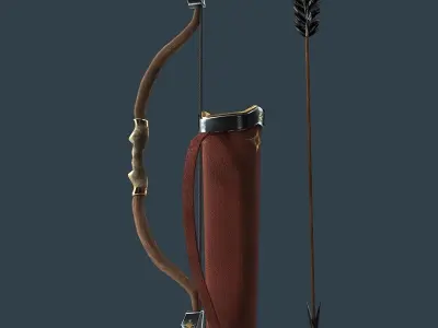 Bow and arrows Low-poly 3D model